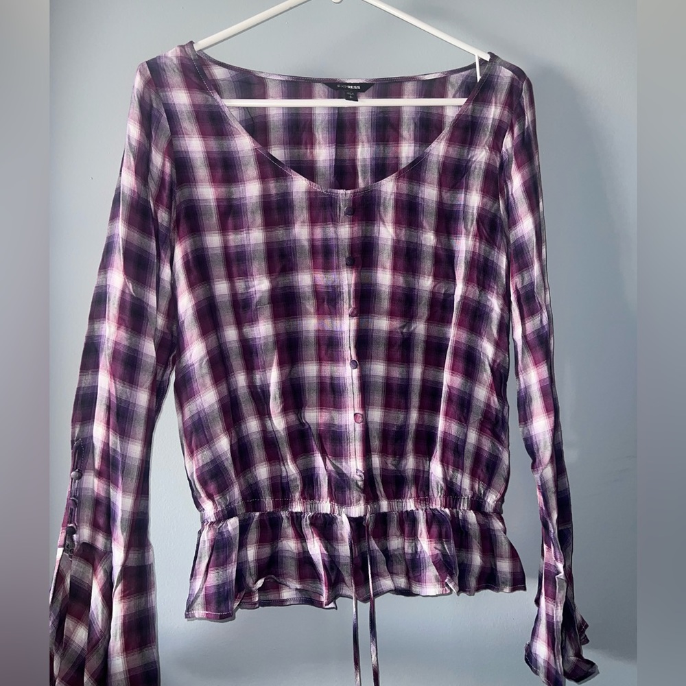 Express Multi color Plaid Blouse